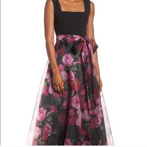 Eliza J Floral Organza Gown Black Multi 16